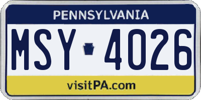 PA license plate MSY4026