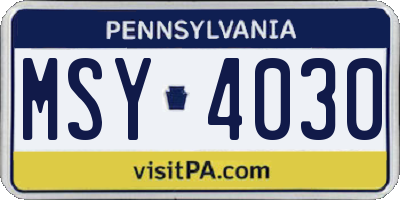 PA license plate MSY4030