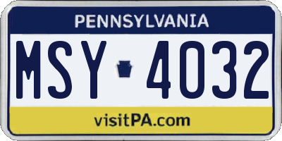 PA license plate MSY4032