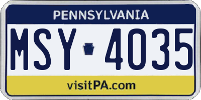 PA license plate MSY4035