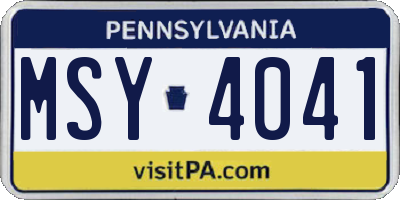 PA license plate MSY4041