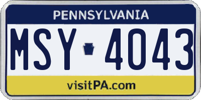 PA license plate MSY4043