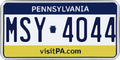 PA license plate MSY4044