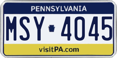 PA license plate MSY4045