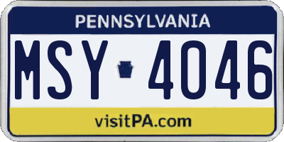 PA license plate MSY4046