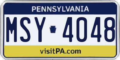 PA license plate MSY4048