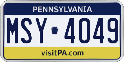 PA license plate MSY4049