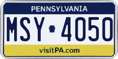 PA license plate MSY4050