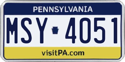 PA license plate MSY4051