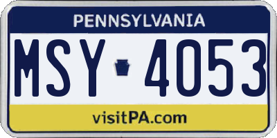 PA license plate MSY4053