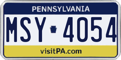 PA license plate MSY4054