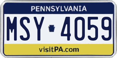 PA license plate MSY4059