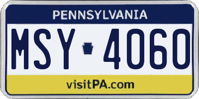 PA license plate MSY4060