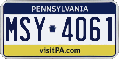 PA license plate MSY4061