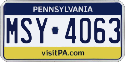 PA license plate MSY4063