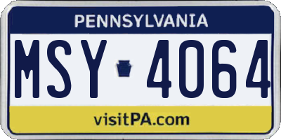 PA license plate MSY4064