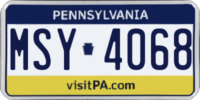 PA license plate MSY4068