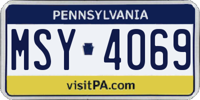 PA license plate MSY4069
