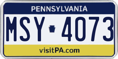 PA license plate MSY4073