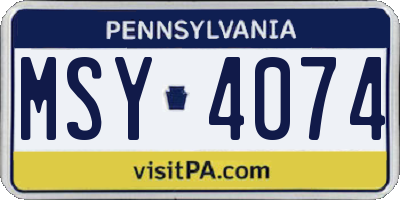 PA license plate MSY4074