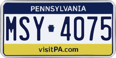 PA license plate MSY4075