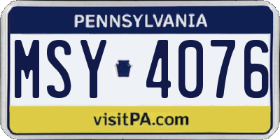 PA license plate MSY4076
