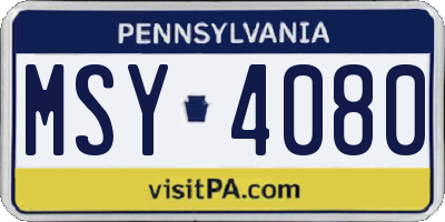 PA license plate MSY4080