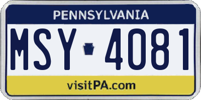 PA license plate MSY4081