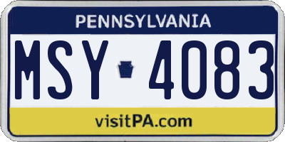 PA license plate MSY4083