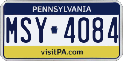 PA license plate MSY4084