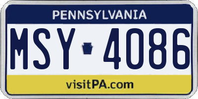 PA license plate MSY4086