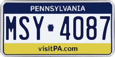 PA license plate MSY4087