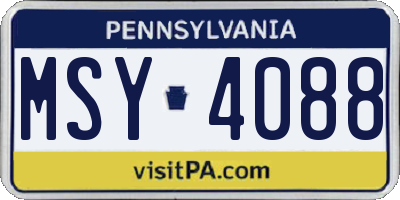 PA license plate MSY4088