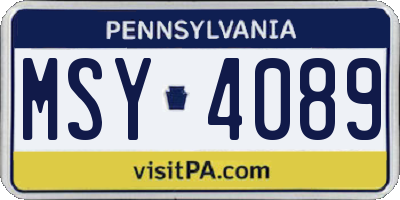 PA license plate MSY4089