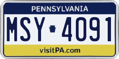 PA license plate MSY4091