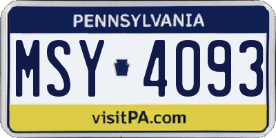 PA license plate MSY4093