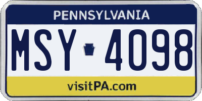PA license plate MSY4098
