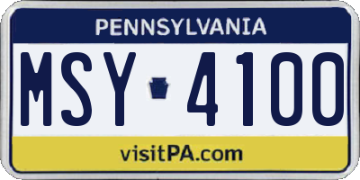 PA license plate MSY4100