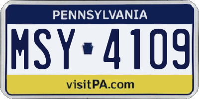 PA license plate MSY4109