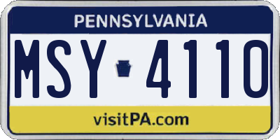 PA license plate MSY4110