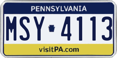 PA license plate MSY4113