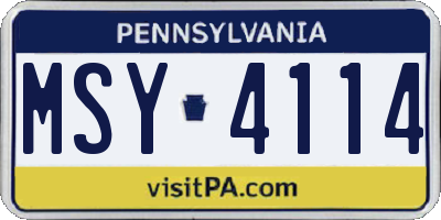 PA license plate MSY4114