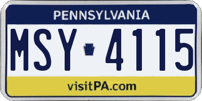 PA license plate MSY4115