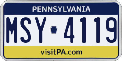 PA license plate MSY4119