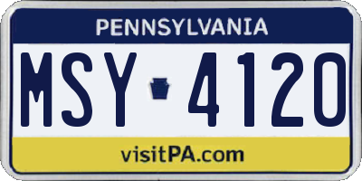 PA license plate MSY4120