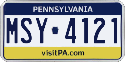 PA license plate MSY4121