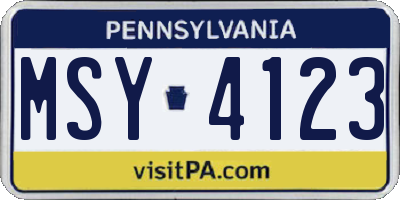 PA license plate MSY4123