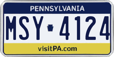 PA license plate MSY4124