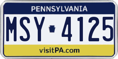 PA license plate MSY4125