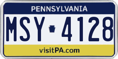 PA license plate MSY4128